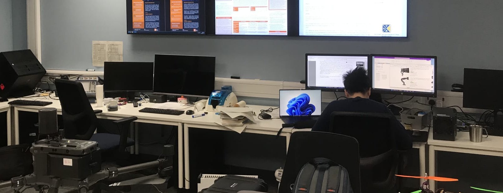 Drone platforms and workstations in the centre&rsquo;s laboratory