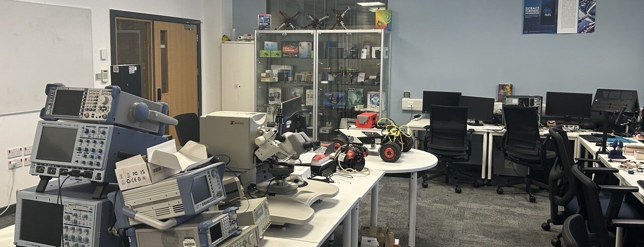 Instruments on a side-channel analysis bench in the centre&rsquo;s laboratory