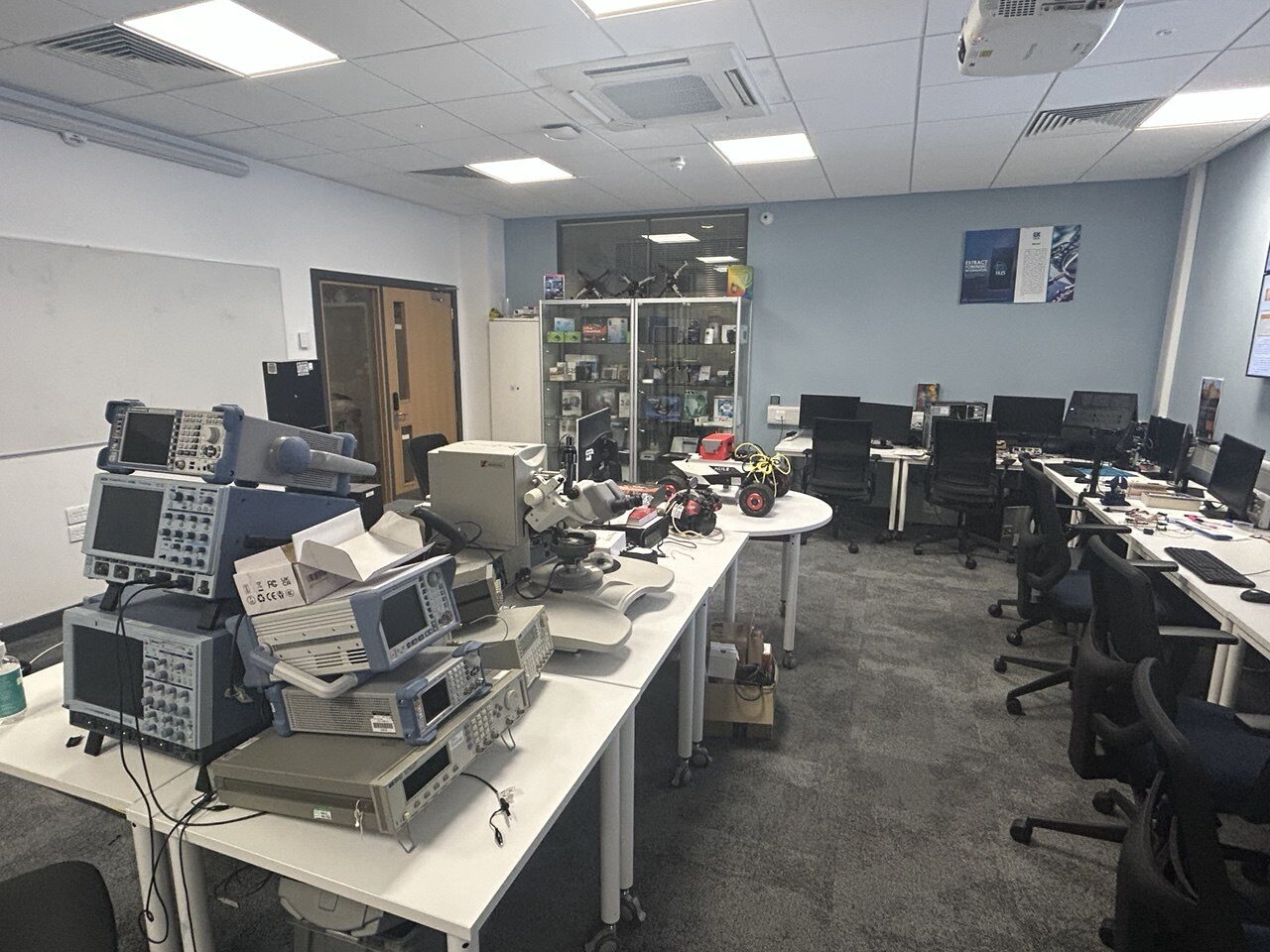 Hardware security test bench in the laboratory at Royal Holloway